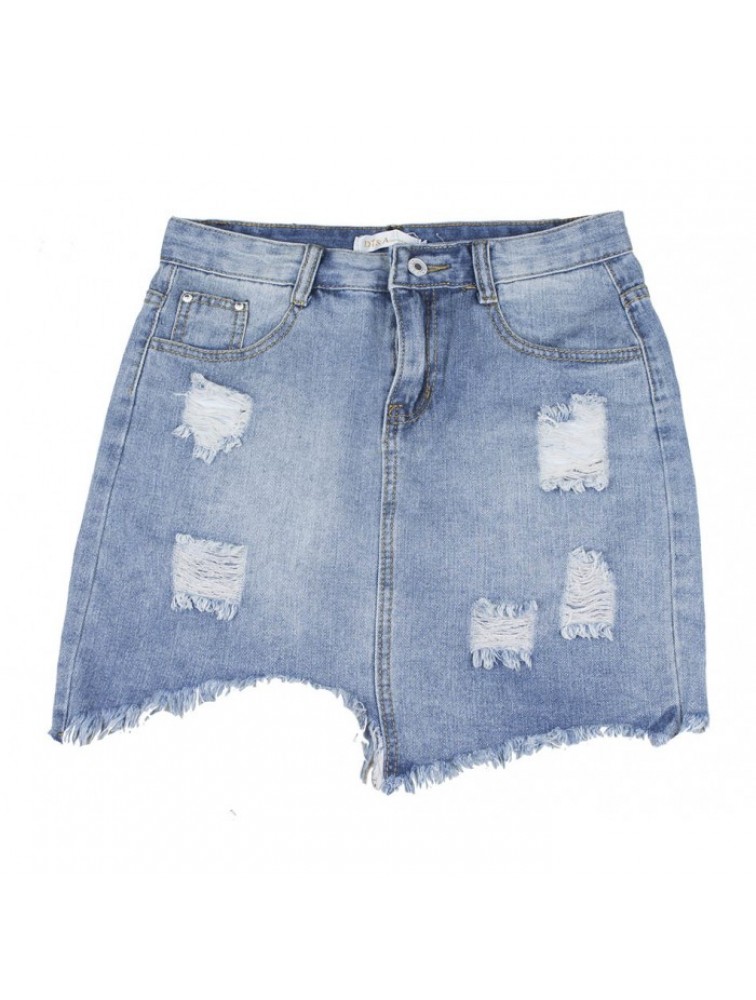 SHE CLOTHES Ripped Denim Skirt